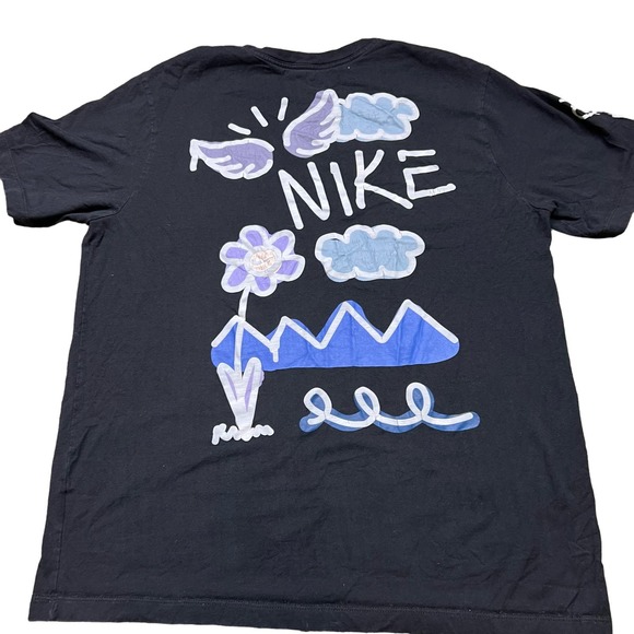 Nike Men's Size Large Doodleglyph T-Shirt Crew Black Short Sleeve 100% Cotton - Picture 5 of 9